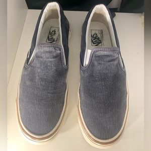 Vans blue corduroy sip ons